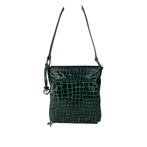 Brighton Sonny Patent Leather Croc Embossed Shoulder Bag - Picture 1 of 10